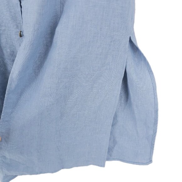 LINTICO 100% Linen Dillon Tunic Top Shirt  High Slit Powder Blue EUC Size MEDIUM - Picture 4 of 9